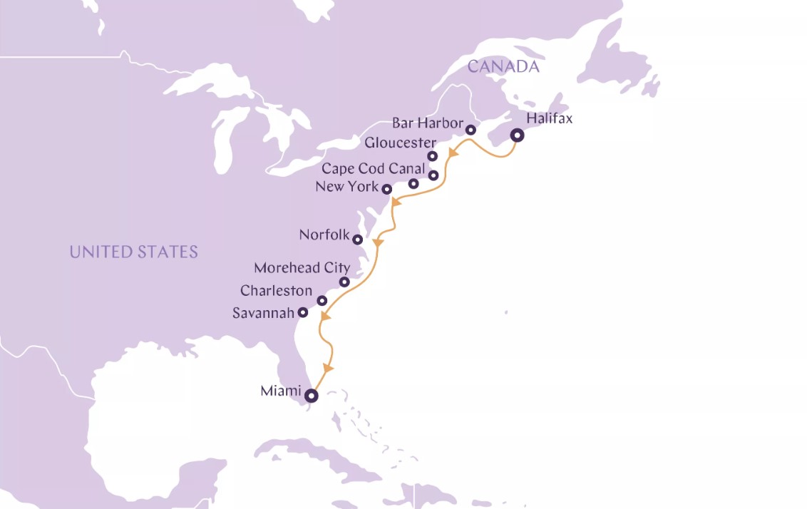 mapa crucero halifax miami