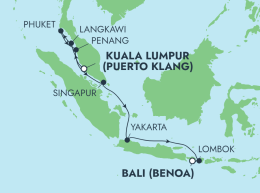 Ruta del crucero Norwegian Jewel desde Kuala Lumpur a Bali