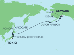 Ruta del crucero Norwegian Jewel desde Alaska a Japón