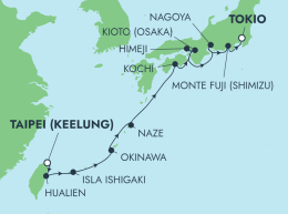 Ruta del crucero Norwegian Jewel desde Taipei a Tokio, Japón