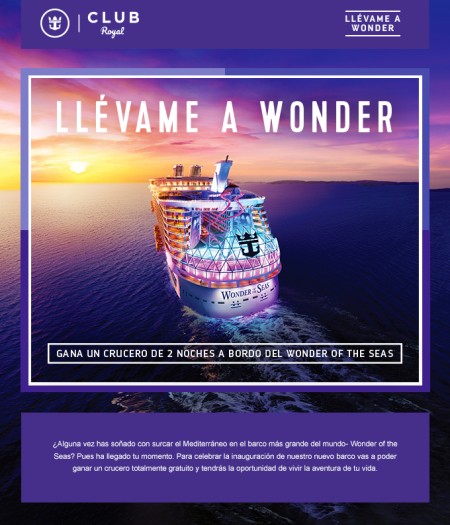 Royal Caribbean pone en marcha el concurso &quot;Llévame a Wonder&quot; para agentes de viajes en Europa